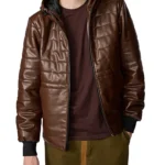 Mens Hooded Style Faux Leather Jacket