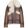 Men Aviator Shearling Brown Leather Jacket
