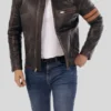 Mens Cafe Racer Biker Leather Jacket