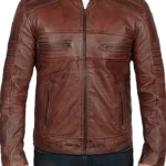Mens Distressed Leather Biker Jacket