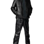 Mens black Faux Leather Reversable Jacket