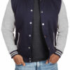 Mens Grey Blue Varsity Jacket