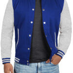 Mens college Grey and Royal Blue Varsity Jacket