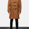 Mens brown Hooded Coat Duffle