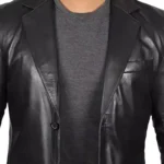 Mens Leather Black Blazer