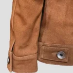 Mens Leather Suede Trucker Jacket Back Closer