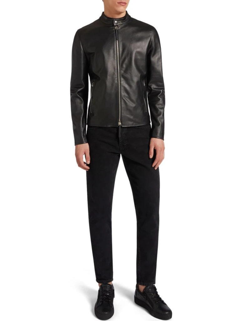 Mens Legacy II Biker Black Leather Jacket