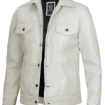 Mens Stylish Four Pockets Trucker Off White Jacket