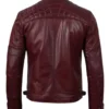 Maroon Leather Biker Jacket for Men