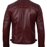 Maroon Leather Biker Jacket for Men