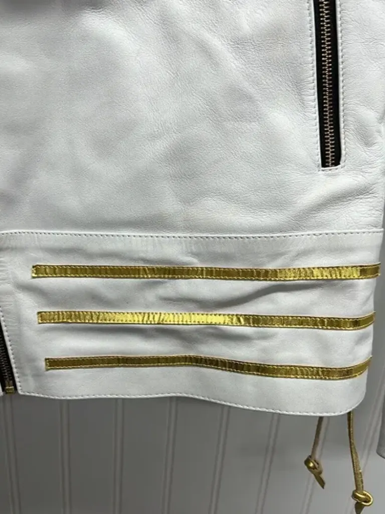 Slimfit White Leather Jacket