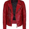 Mens Lambskin Motorcycle Red Leather Jacket
