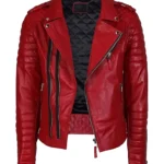 Mens Lambskin Motorcycle Red Leather Jacket