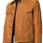 Mens Tan Brown Real Suede vintage Leather Jacket
