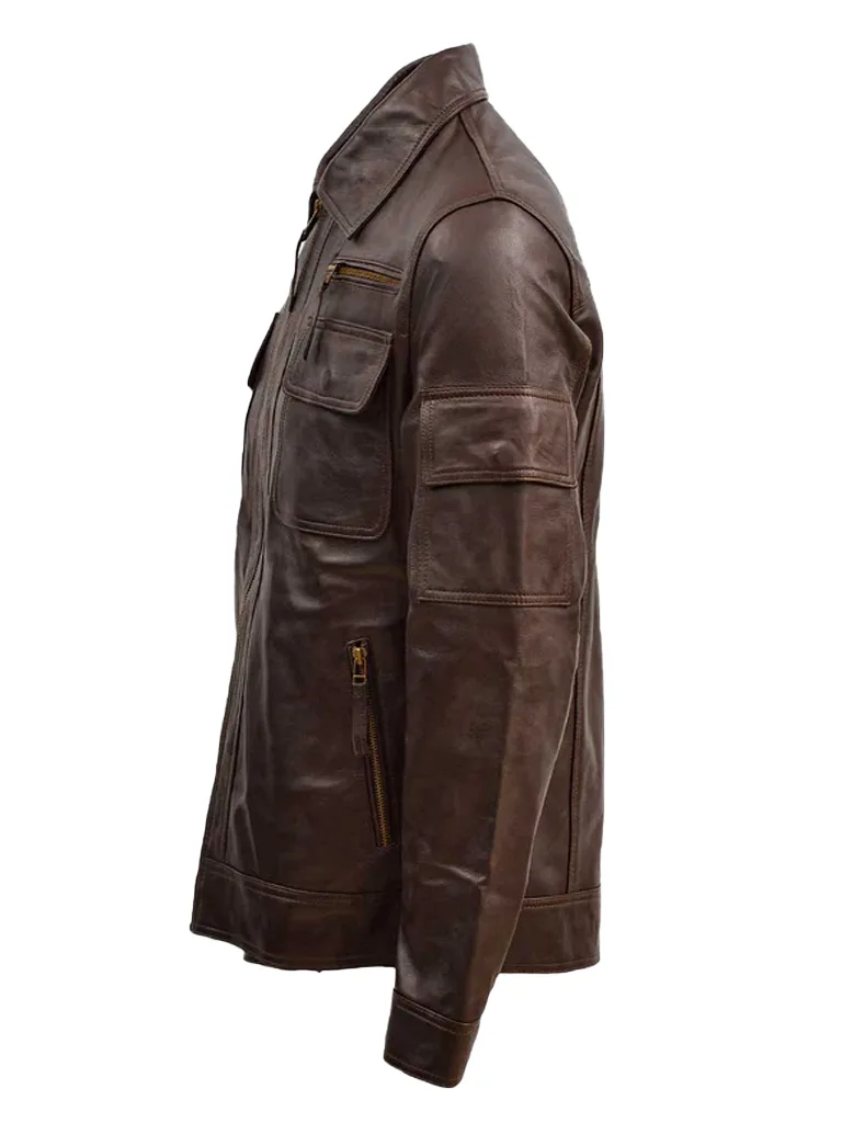 Mens Vintage Brown Sheep Leather Jacket