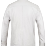 Mens biker white leather jacket