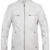 Mens White Biker Leather Jacket