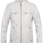 Mens White Biker Leather Jacket