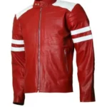 Brad Pitts Movie Fight Club Tyler Durden Red Leather Jacket