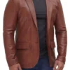 Mens Notch Lapel Leather Blazer