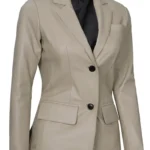 Women's Beige Real Lambskin Blazer