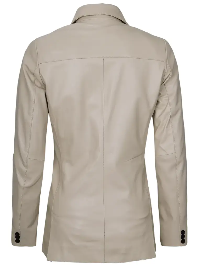 Beige Real Lambskin Leather Blazer