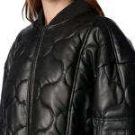black Oversized Quilted Faux Leather Jacket