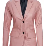 womens Pink Leather Blazer