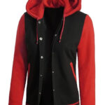 Red and Black Varsity Hooded casual Jacket