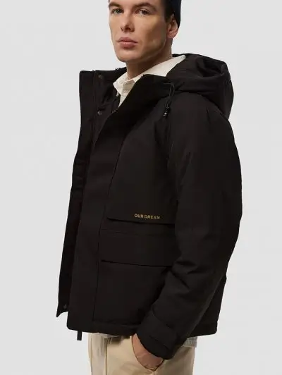 mens Short Puffer Utility Jacket