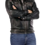 mens Style Cafe Racer Leather Jacket