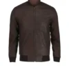 Mens Snuff Style Brown Leather Bomber Jacket