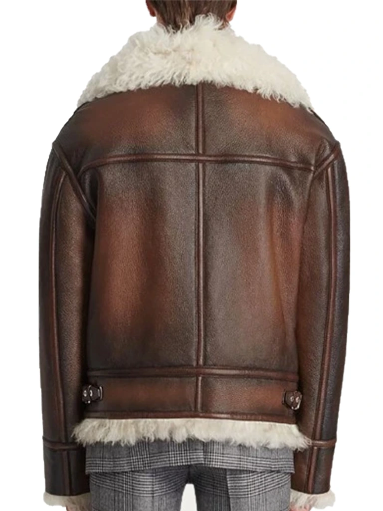 Men Aviator Shearling Brown Jacket