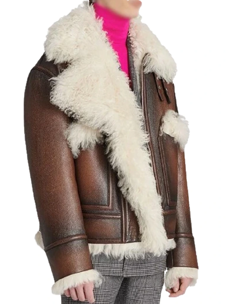 Men Shearling Brown Jacket