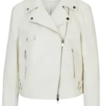 WOMENS biker WHITE LEATHER JACKET