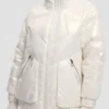 White high collar puffer jacket