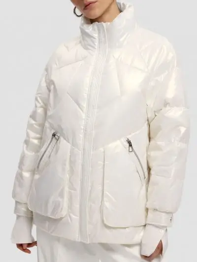 White high collar puffer jacket