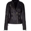 Ladies' Quilted Biker Leather Jacket