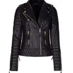 Ladies' Quilted Biker Leather Jacket