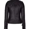 Women's Black Diamond Leather Biker Jacket