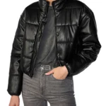 Women Faux Leather Puffer Jacket