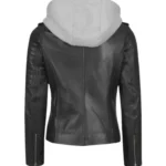 Women Hooded Leather Jacket