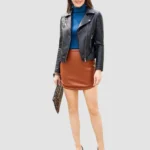 Women Black Leather biker Jacket