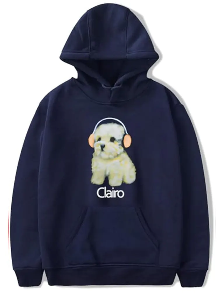 Women Clairo Dog Navy Blue Hoodie