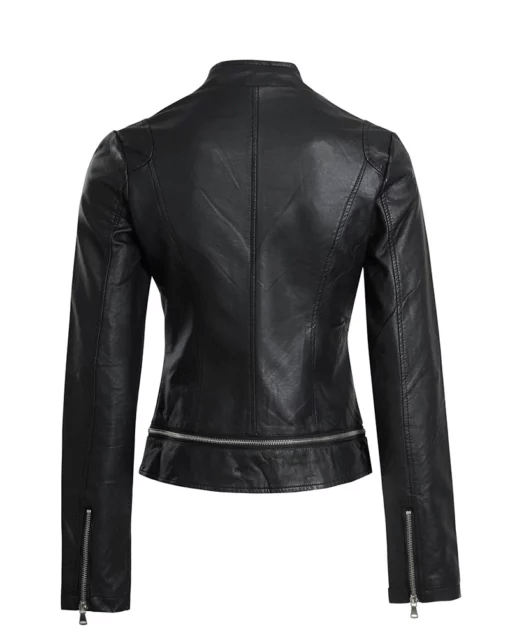 Women black Faux Leather Jacket