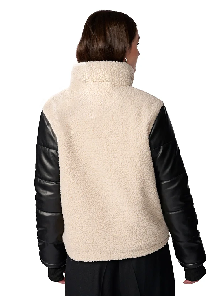 Womens Leather Sherpa Jacket