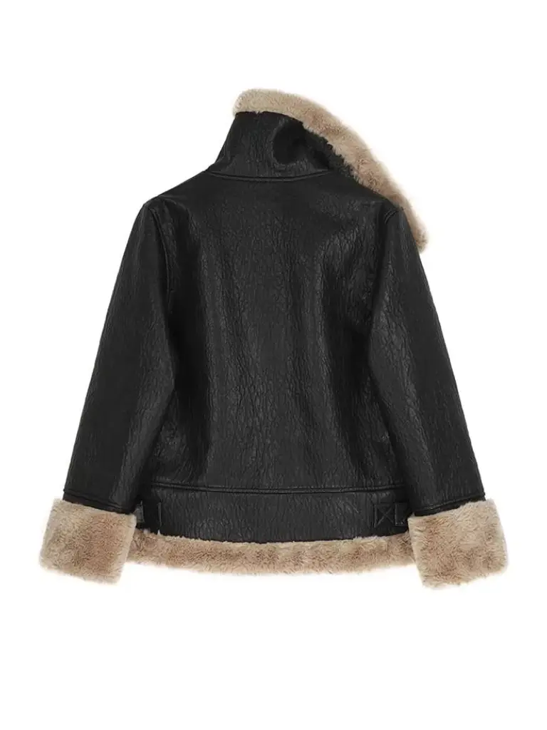 Women Hooded Flying Aviator Leather Jacket