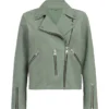 Women Olive motorcycle Leather Jacket
