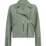 Women Olive motorcycle Leather Jacket