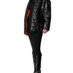 Women Oversized Quilted Faux black Leather Jacket